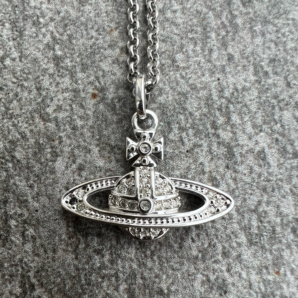 Silver Saturn Orb Necklace